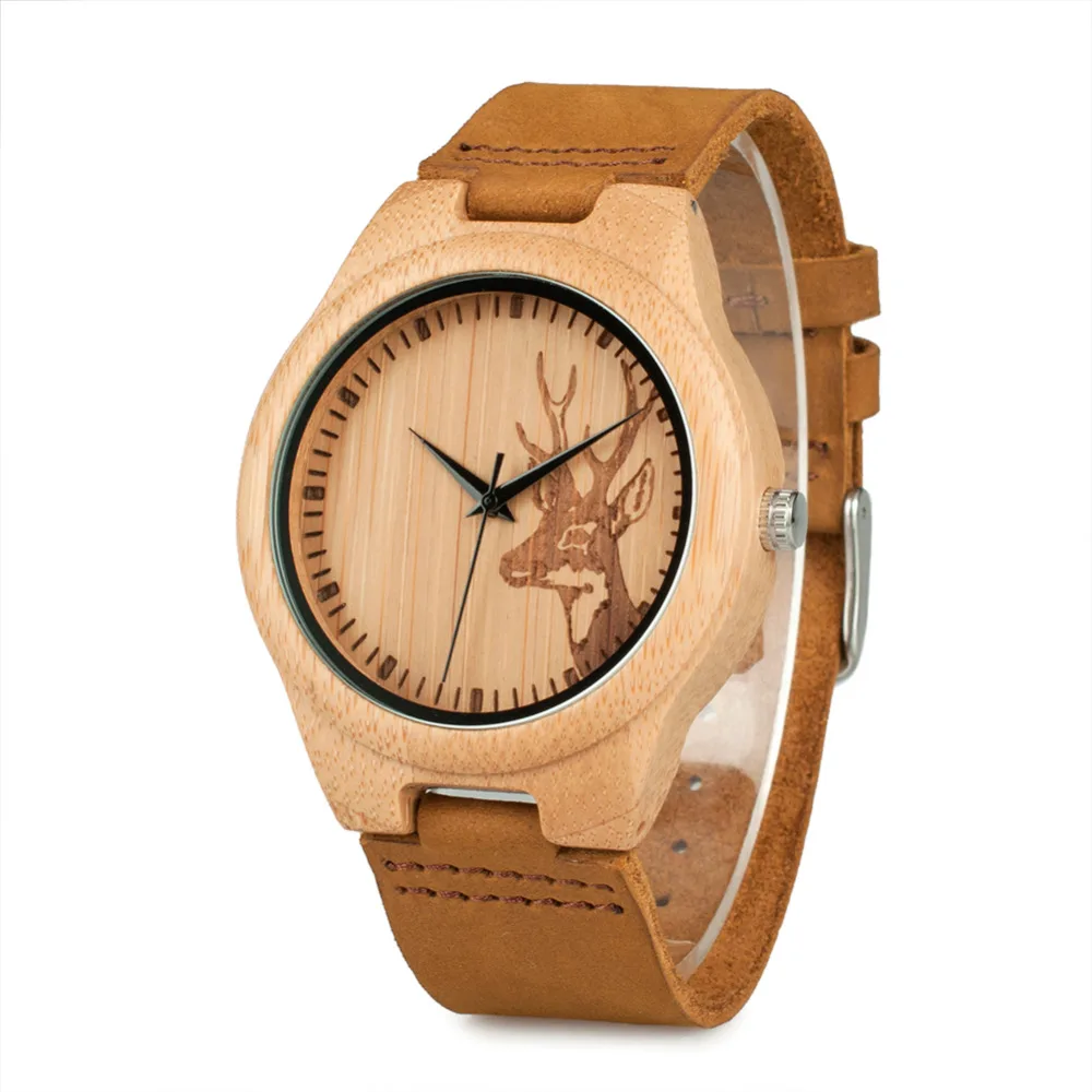 Фото Мужские наручные часы с деревянным ремешком и кожаным | Наручные