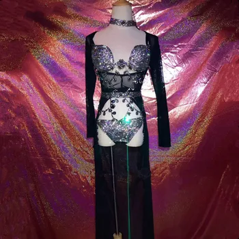 Black Sparkly Crystals Bodysuit Skirt Outfit Bright Bling Rhinestones Costume Female Singer Stage Wear Set Birthday Dresses DJ
Black Sparkly Crystals Bodysuit Skirt Outfit Bright Bling Rhinestones Costume Female Singer Stage Wear Set Birthday Dresses DJ