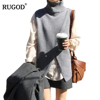 RUGOD 2018 Autumn Winter Warm Knitted Vest Sleeveless Sweater Women Fashion Turtleneck Front Split Pullover Waistcoat Gray Vest
RUGOD 2018 Autumn Winter Warm Knitted Vest Sleeveless Sweater Women Fashion Turtleneck Front Split Pullover Waistcoat Gray Vest