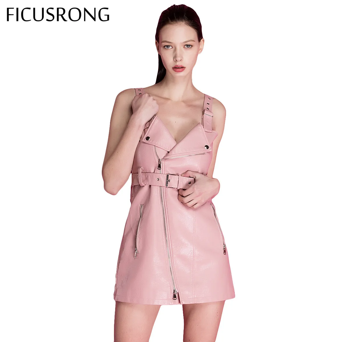 Fashion Motorcycle Washed PU Leather Strap Summer Dress Women Slim Pink Backless Dress Female Sexy Party Mini dress FICUSRONG
Fashion Motorcycle Washed PU Leather Strap Summer Dress Women Slim Pink Backless Dress Female Sexy Party Mini dress FICUSRONG