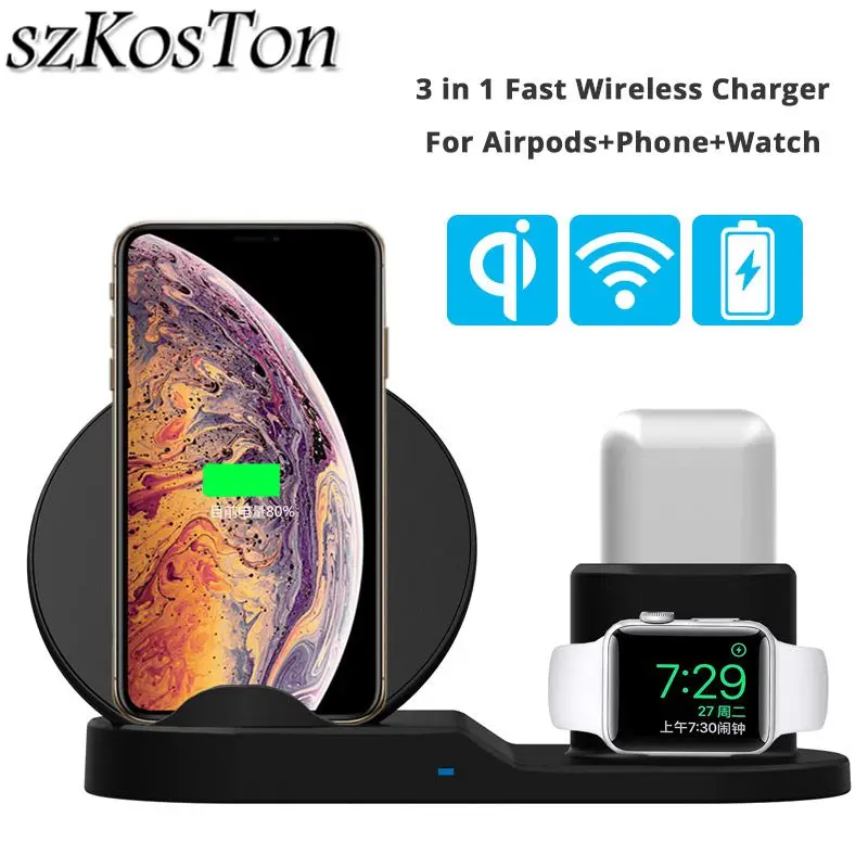 3 In 1 Fast Charge Wireless Charger for Apple Watch Series 1 2 3 4 Charging Dock Holder Station for iPhone X XS Max for Airpods
3 In 1 Fast Charge Wireless Charger for Apple Watch Series 1 2 3 4 Charging Dock Holder Station for iPhone X XS Max for Airpods