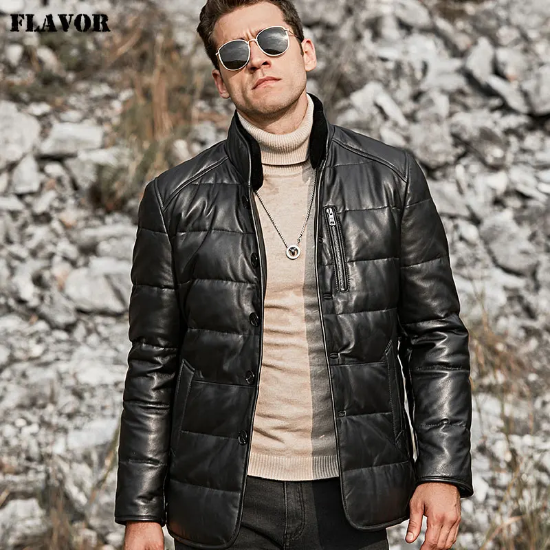 2018 Men's Lambskin Genuine Leather Jacket Duck Down Jacket With Standing Collar Winter Down Coat Button closure
2018 Men's Lambskin Genuine Leather Jacket Duck Down Jacket With Standing Collar Winter Down Coat Button closure