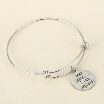 Hot Sale In Europe America Stainless Steel Movable Elastic Bracelet Dear Santa... I can explain Adjustable Bracelet Jewelry
Hot Sale In Europe America Stainless Steel Movable Elastic Bracelet Dear Santa... I can explain Adjustable Bracelet Jewelry