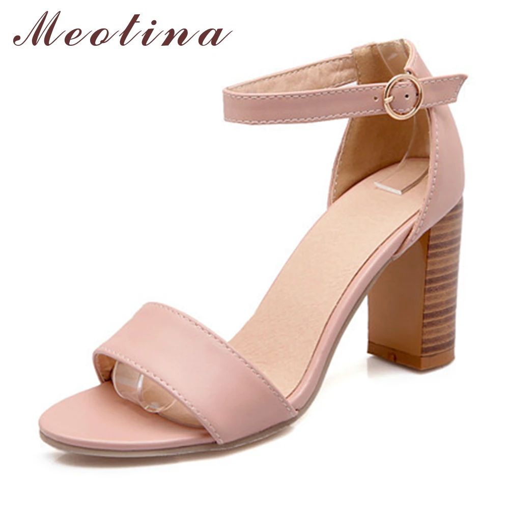 Meotina Shoes Women Sandals Summer 2018 Open Toe Ankle Strap Thick High Heels Sandals White Pink Ladies Shoes Big Size 9 10 43
Meotina Shoes Women Sandals Summer 2018 Open Toe Ankle Strap Thick High Heels Sandals White Pink Ladies Shoes Big Size 9 10 43
