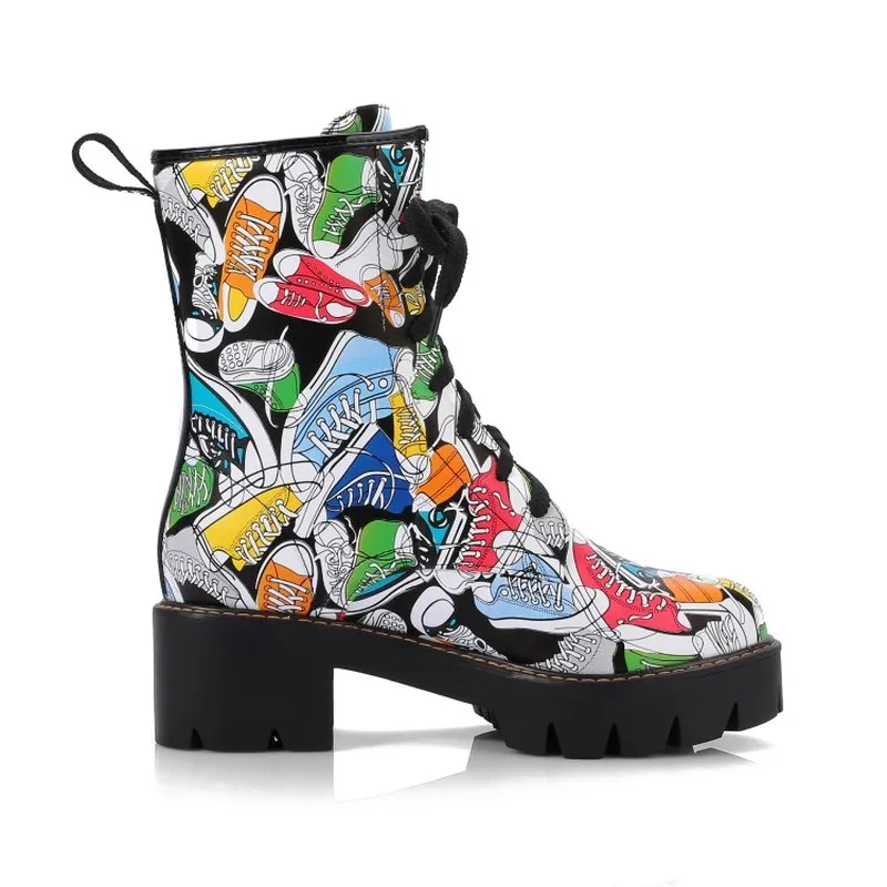 US4-11 Womens Round Toe Ankle Boots Platform Chunky Heel Printed Mixed Colors Punk Motorcycle Shoes Oxfords Plus Size A1215
US4-11 Womens Round Toe Ankle Boots Platform Chunky Heel Printed Mixed Colors Punk Motorcycle Shoes Oxfords Plus Size A1215