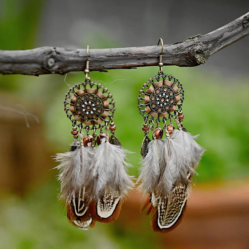 DOUVEI 2019 Vintage Chain Feather Round Alloy Colorful Oil Dark Brown Bird Feather Long Earrings For Women HQE425
DOUVEI 2019 Vintage Chain Feather Round Alloy Colorful Oil Dark Brown Bird Feather Long Earrings For Women HQE425
