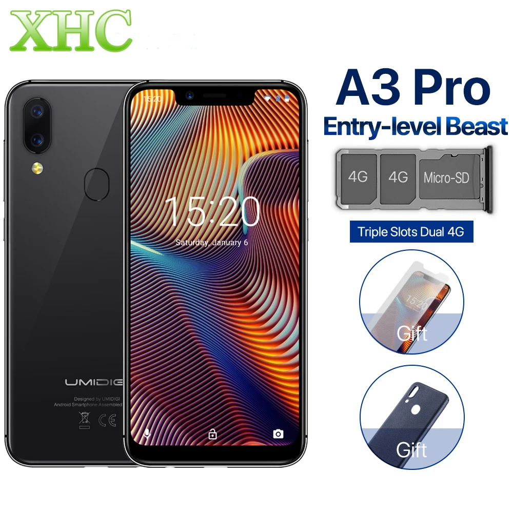UMIDIGI A3 Pro Global 5.7" FullScreen Face Unlock Smartphone 3GB+32GB MT6739 Quad Core Android 8.1 12MP+5MP Dual 4G Mobile Phone
UMIDIGI A3 Pro Global 5.7" FullScreen Face Unlock Smartphone 3GB+32GB MT6739 Quad Core Android 8.1 12MP+5MP Dual 4G Mobile Phone