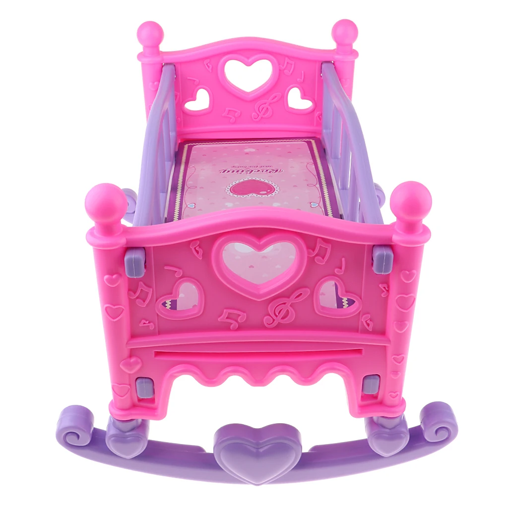 Colorful Girl Dolls Rocking Bed Bedroom Furniture Cradle Bed for Mellchan Dolls Decor