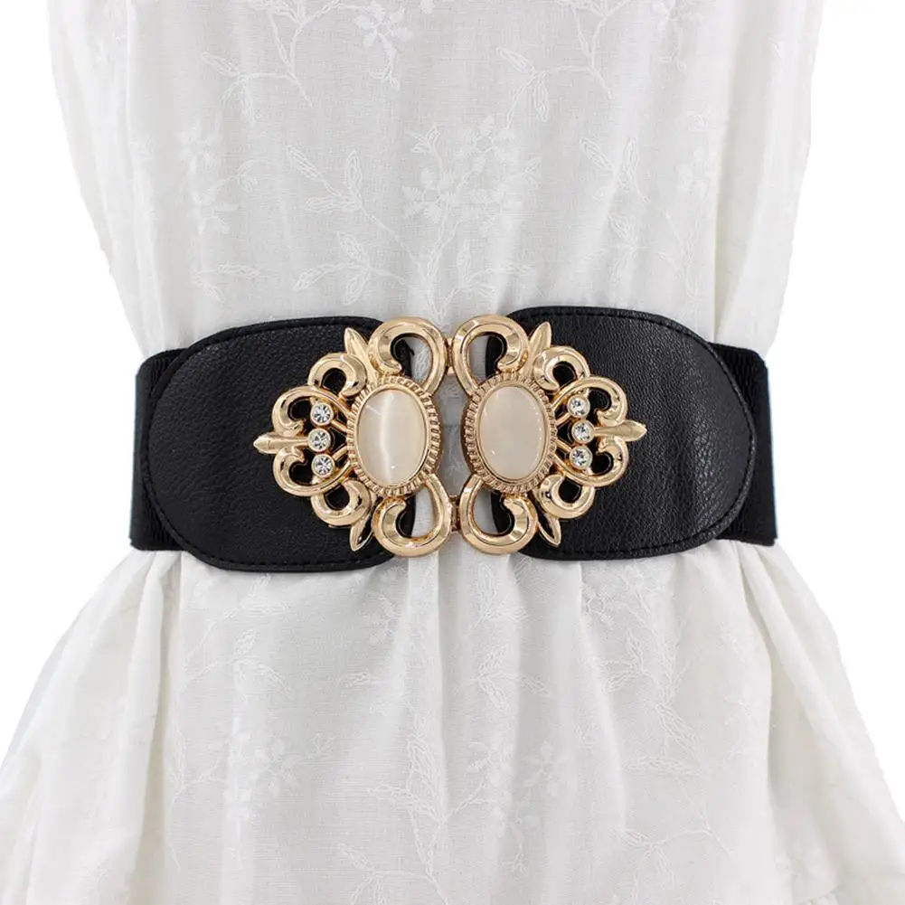 New Vintage Waist Strap Fashion Metal Buckle Faux Opal Inlaid Elastic Waistband Women Dress Sash Belt
New Vintage Waist Strap Fashion Metal Buckle Faux Opal Inlaid Elastic Waistband Women Dress Sash Belt