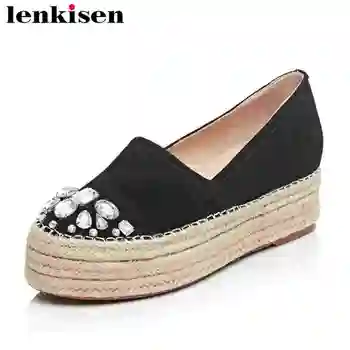 Lenkisen solid pop preppy simple style kid suede slip on crystals round toe med straw bottom fairy women pumps casual shoes L7f2
Lenkisen solid pop preppy simple style kid suede slip on crystals round toe med straw bottom fairy women pumps casual shoes L7f2