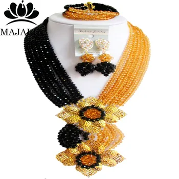 Majalia Fashion Nigerian Wedding African Jewelry Set Black and Gold champagne Crystal Necklace Bride Jewelry Sets 6SE032
Majalia Fashion Nigerian Wedding African Jewelry Set Black and Gold champagne Crystal Necklace Bride Jewelry Sets 6SE032