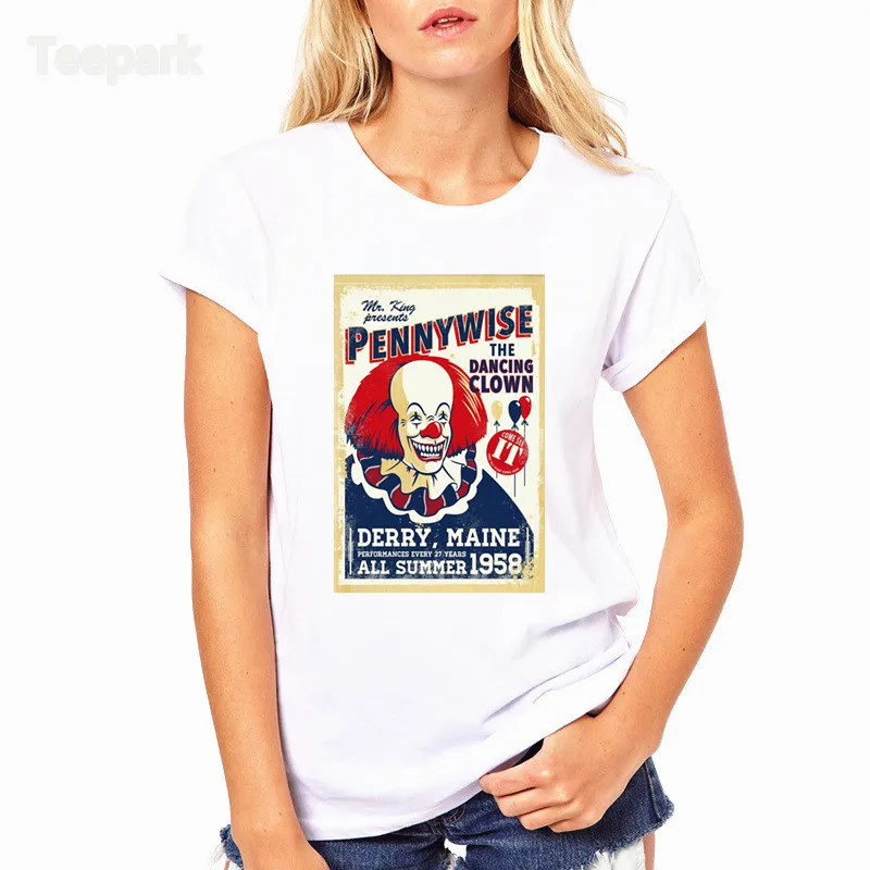 Pennywise постер модная женская летняя футболка Топы с коротким рукавом Одежда