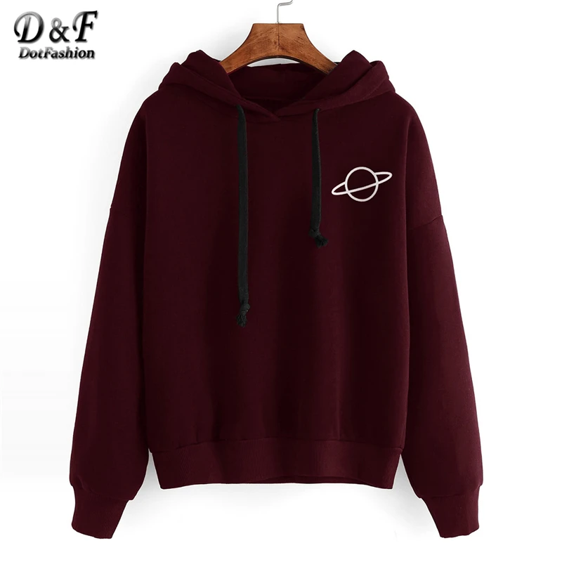 Dotfashion Planet Print Drop Shoulder Hoodie Burgundy Long Sleeve Pullovers Sweatshirts Fall Women Loose Sweatshirt
Dotfashion Planet Print Drop Shoulder Hoodie Burgundy Long Sleeve Pullovers Sweatshirts Fall Women Loose Sweatshirt