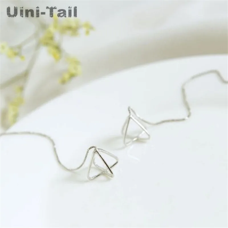Uini-Tail hot new 925 sterling silver simple three-dimensional triangle long earrings fashion trend geometric ear chain GN939
Uini-Tail hot new 925 sterling silver simple three-dimensional triangle long earrings fashion trend geometric ear chain GN939