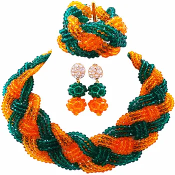 Beautiful Teal Army Green Orange Crystal Beaded Necklaces Costume Nigerian Wedding African Beads Jewelry Set for Women 12BZ02
Beautiful Teal Army Green Orange Crystal Beaded Necklaces Costume Nigerian Wedding African Beads Jewelry Set for Women 12BZ02