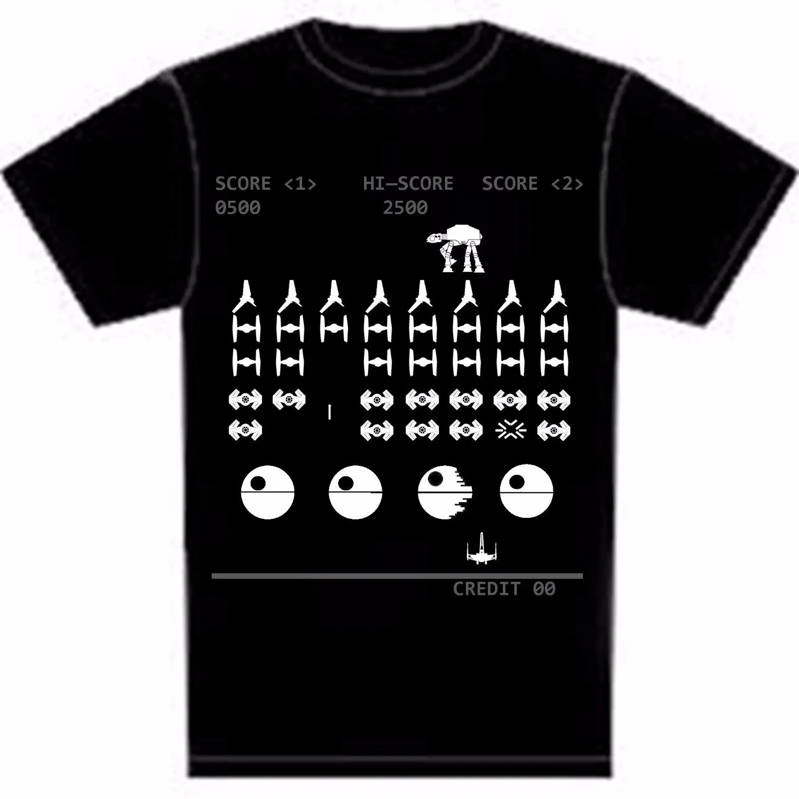 

Men's T Shirt: Star Wars: Space Invaders Video Game Parody Men's T Shirt Print Tee Men Short Sleeve Clothing free shipping