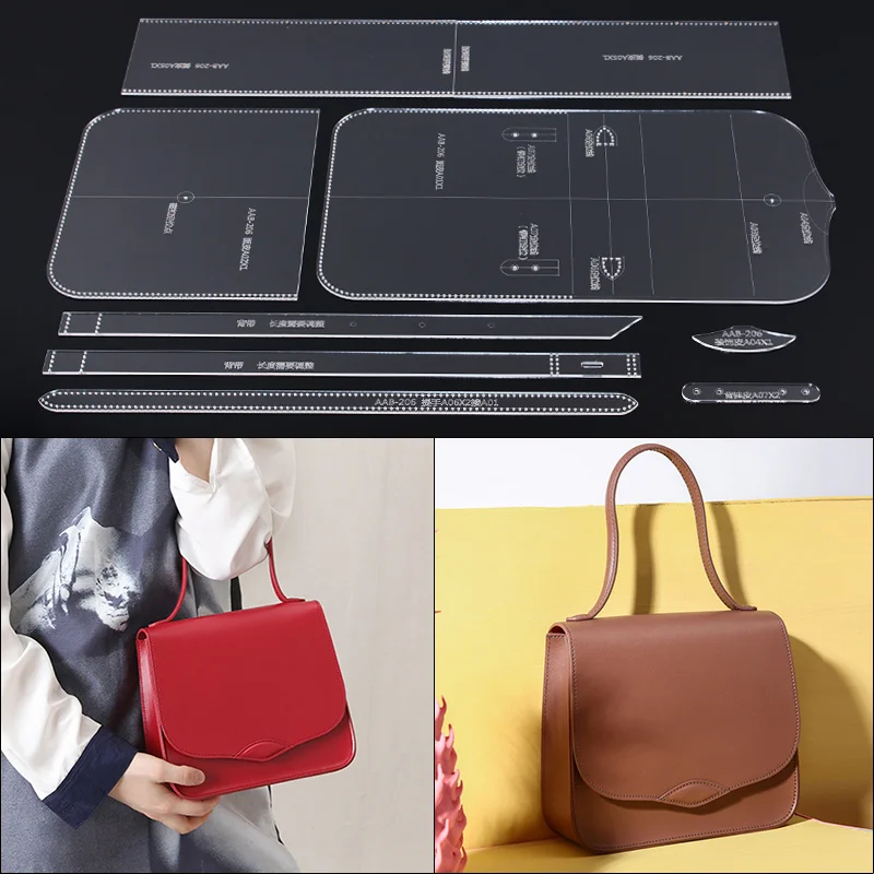 Leather Handmade Craft women`s hand bag Sewing Pattern Acrylic Stencil Template accessories with holes 20.5x19x7cm | Дом и сад