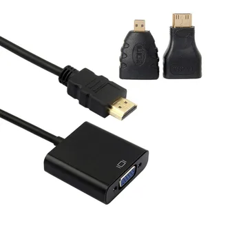 HDMI Source to VGA Female Output Cable with Micro & Mini HDMI Adapter for Projector Monitor PC Laptop Black
HDMI Source to VGA Female Output Cable with Micro & Mini HDMI Adapter for Projector Monitor PC Laptop Black