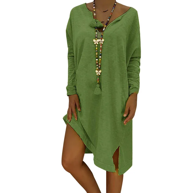Adisputent Sexy V-Neck Women Dress Mujer Vestido Causal Solid Long Sleeve Plus Size Dress Autumn Loose Femme Beachwear Sundress
Adisputent Sexy V-Neck Women Dress Mujer Vestido Causal Solid Long Sleeve Plus Size Dress Autumn Loose Femme Beachwear Sundress