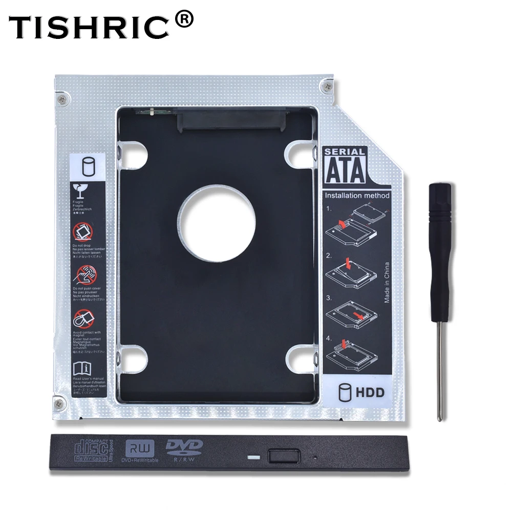 TISHRIC Universal Aluminum 2nd HDD Caddy 12.7mm SATA 3.0 DVD Adapter for 2.5'' 7-12.5mm SSD Case Enclosure CD-ROM Optibay
TISHRIC Universal Aluminum 2nd HDD Caddy 12.7mm SATA 3.0 DVD Adapter for 2.5'' 7-12.5mm SSD Case Enclosure CD-ROM Optibay