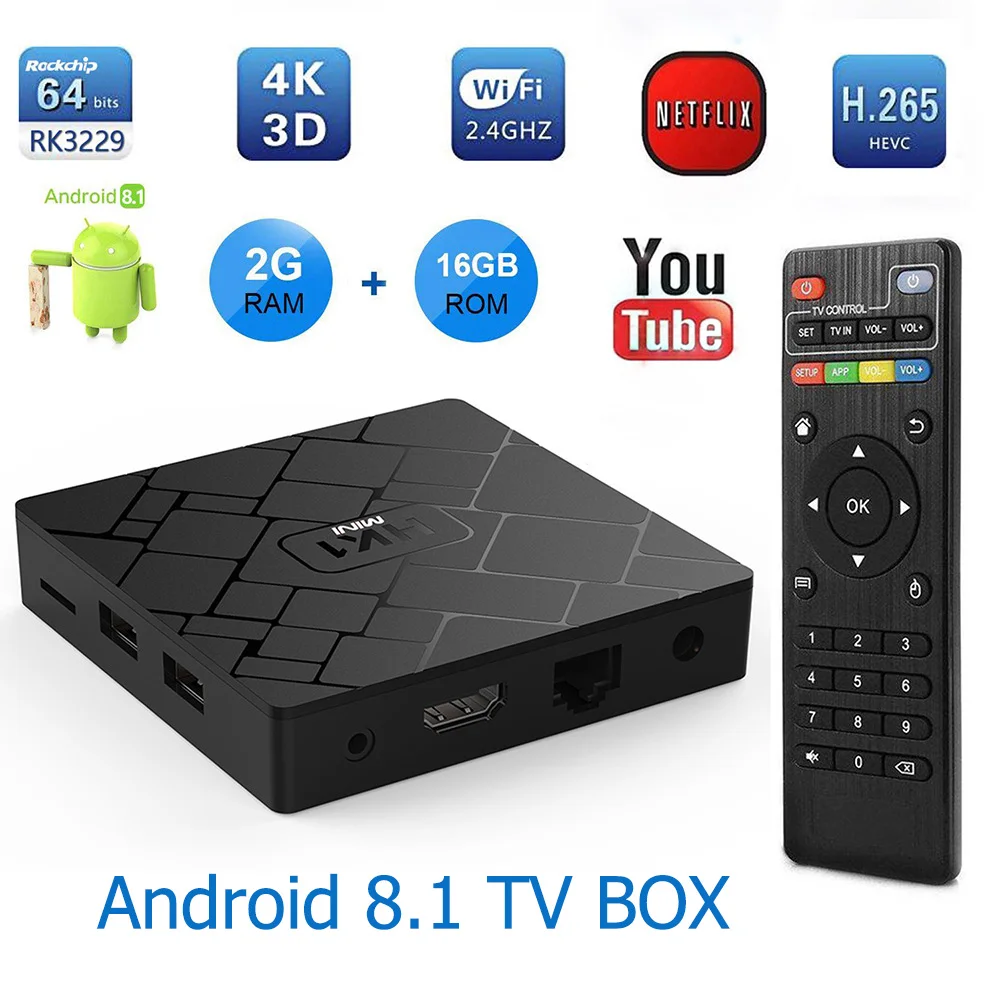 HK1 Android 8.1 Smart TV BOX RK3229 2G DDR3 16G EMMC ROM Set Top Box 4K 3D H.265 LAN Wifi Media player TV Receiver play store
HK1 Android 8.1 Smart TV BOX RK3229 2G DDR3 16G EMMC ROM Set Top Box 4K 3D H.265 LAN Wifi Media player TV Receiver play store