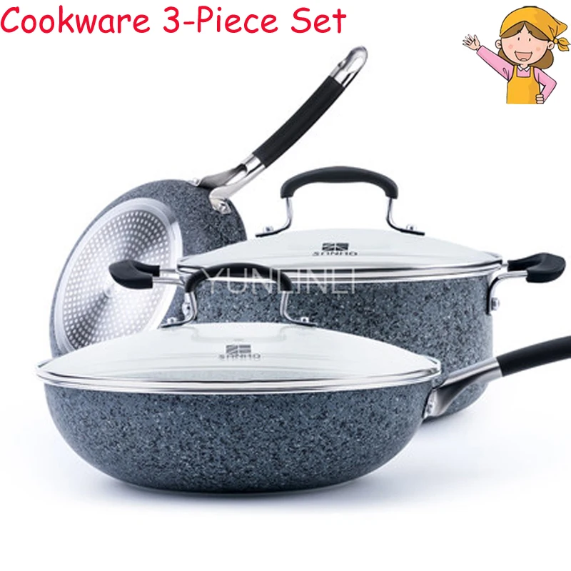 Cookware 3-Piece Set Household Cooking Ware Combination Non-Stick & Smoke-Free Medical Stone Frying Pan Soup Pan T608
Cookware 3-Piece Set Household Cooking Ware Combination Non-Stick & Smoke-Free Medical Stone Frying Pan Soup Pan T608