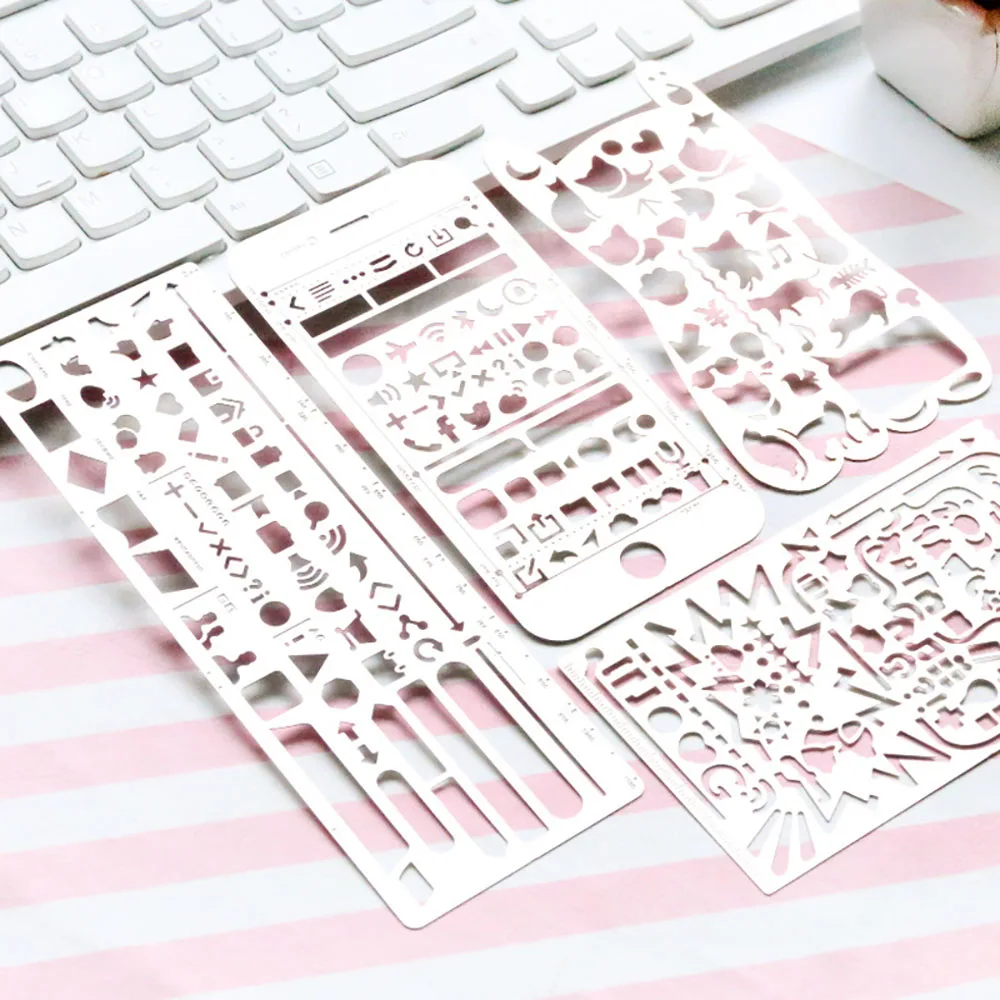 Metal Stainless Steel Hollow Ruler Geometric Figure Draw Stencils Templates Ruler Kawaii Accessories Office Supplies Stationery
Metal Stainless Steel Hollow Ruler Geometric Figure Draw Stencils Templates Ruler Kawaii Accessories Office Supplies Stationery