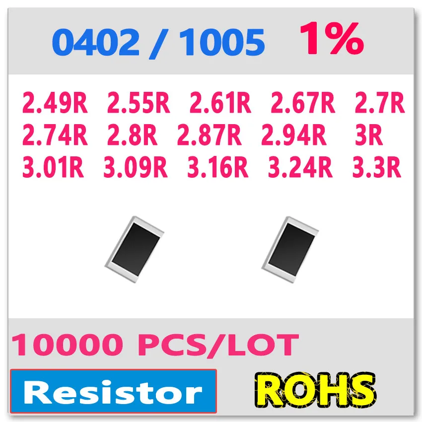 JASNPROSMA OHM 0402 F 1% 10000pcs 2.49R 2.55R 2.61R 2.67R 2.7R 2.74R 2.8R 2.87R 2.94R 3R 3.01R 3.09R 3.16R 3.24R 3.3R smd 1005
JASNPROSMA OHM 0402 F 1% 10000pcs 2.49R 2.55R 2.61R 2.67R 2.7R 2.74R 2.8R 2.87R 2.94R 3R 3.01R 3.09R 3.16R 3.24R 3.3R smd 1005