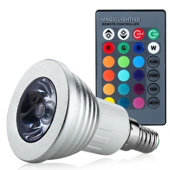 3W E14 RGB LED Light Bulb Stage Lamp Spotlight Indoor 16 Colors Change Decoration With 24 Key Remote Controller
3W E14 RGB LED Light Bulb Stage Lamp Spotlight Indoor 16 Colors Change Decoration With 24 Key Remote Controller