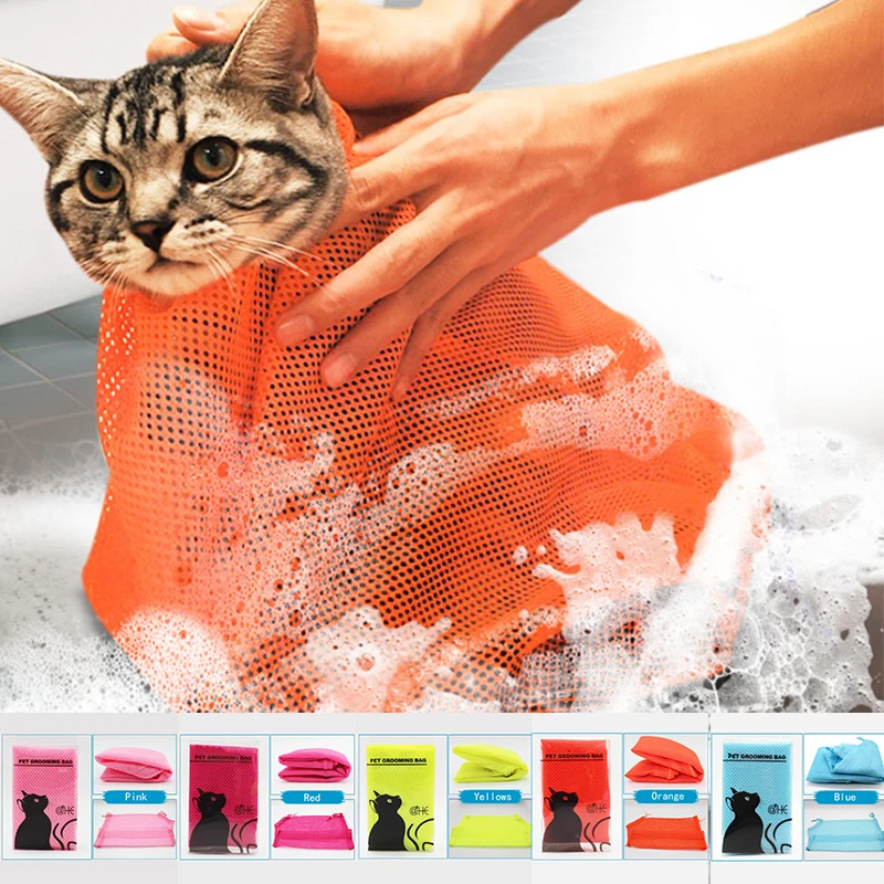Polyester Heavy Duty Mesh Cat Grooming Bathing Restraint Bag Clipping Cleaning 
