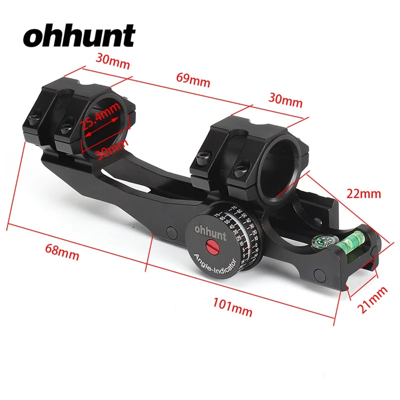 ohhunt 25.4mm 30mm Offset Bi-direction Picatinny Weaver Scope Rings Mount w/ Angle Cosine Indicator Kit and Bubb Level Compass
ohhunt 25.4mm 30mm Offset Bi-direction Picatinny Weaver Scope Rings Mount w/ Angle Cosine Indicator Kit and Bubb Level Compass