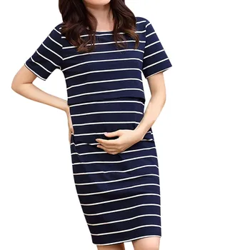 Women Maternity Gown Summer Nursing O-Neck Short Sleeve Stripe Pregnant Dress Maternity Gown 2019 Vestido Gestante Com Manga
Women Maternity Gown Summer Nursing O-Neck Short Sleeve Stripe Pregnant Dress Maternity Gown 2019 Vestido Gestante Com Manga