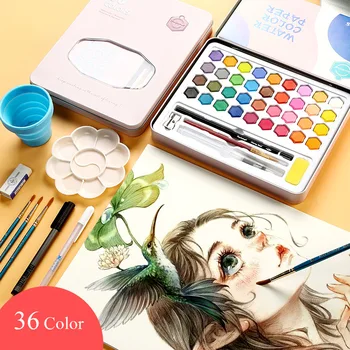 36 color solid watercolor paint powder cake paint washable smudge portable iron box assembly watercolor art supplies
36 color solid watercolor paint powder cake paint washable smudge portable iron box assembly watercolor art supplies