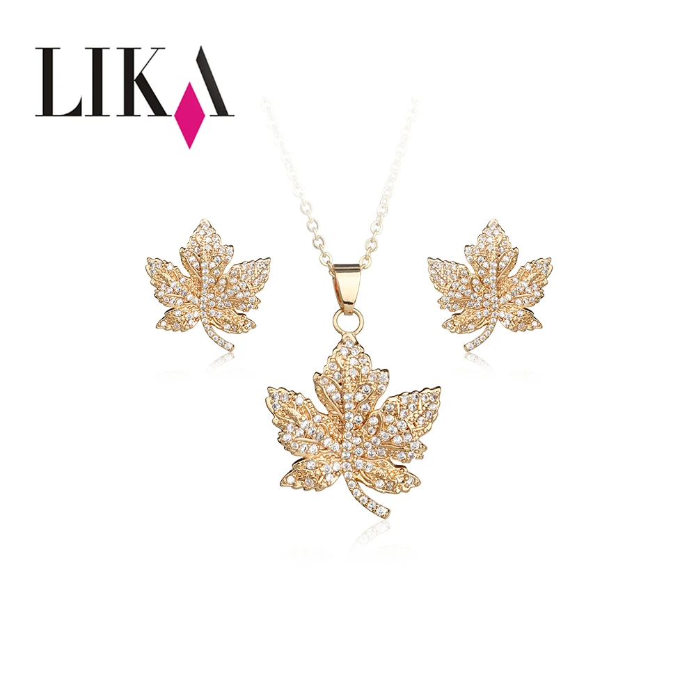 LIKA Fashion Leaves Jewelry Sets Personality Bridal Gold Color Necklace Earrings Wedding Crystal Sieraden ForWomen Jewellery Set
LIKA Fashion Leaves Jewelry Sets Personality Bridal Gold Color Necklace Earrings Wedding Crystal Sieraden ForWomen Jewellery Set