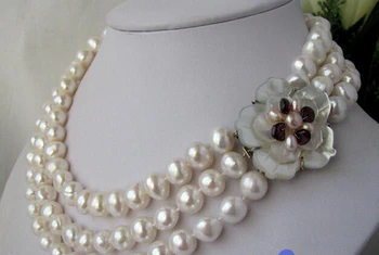 Free shipping@@@@@ 3ROW 11MM ROSY ROUND WHITE FRESHWATER PEARL NECKLACE SHELL p39 
Free shipping@@@@@ 3ROW 11MM ROSY ROUND WHITE FRESHWATER PEARL NECKLACE SHELL p39