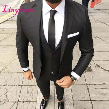 Linyixun costume mariage homme Black Slim Fit Men suits for wedding Custom made 3 Pieces Jacket+vest+pants terno masculino Suit
Linyixun costume mariage homme Black Slim Fit Men suits for wedding Custom made 3 Pieces Jacket+vest+pants terno masculino Suit