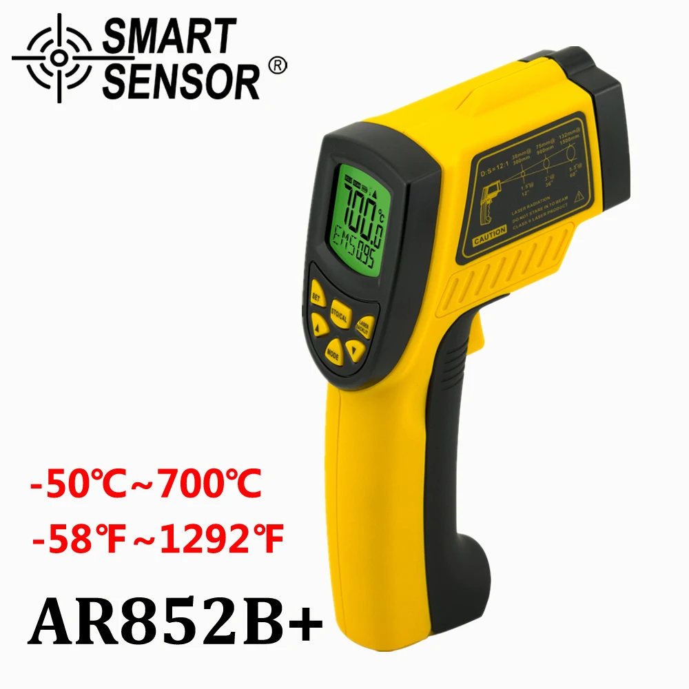 Infrared thermometer IR Pyrometer non-contact digital thermometer laser temperature gun meter measure tools -50~700C(-58-1292F)
Infrared thermometer IR Pyrometer non-contact digital thermometer laser temperature gun meter measure tools -50~700C(-58-1292F)