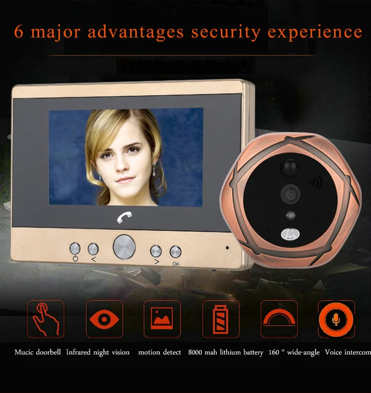 KERUI Video Doorbell 4.3inch Large Screen HD720P Intercom Doorbell 160Degree Wide Angle Vision Motion Detection Digital Cameras
KERUI Video Doorbell 4.3inch Large Screen HD720P Intercom Doorbell 160Degree Wide Angle Vision Motion Detection Digital Cameras