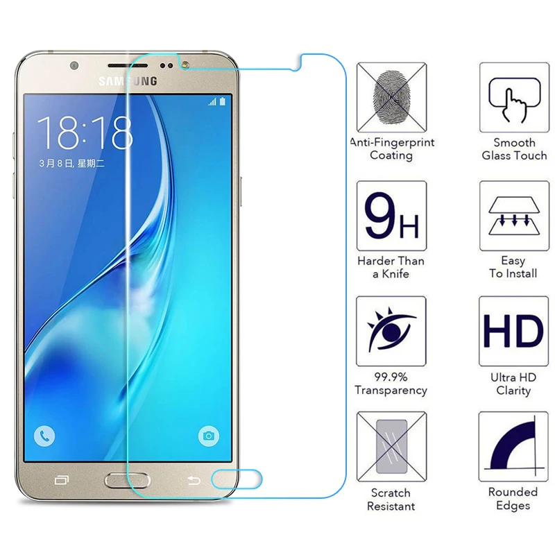 Закаленное стекло для Samsung защитное пленка на экран Galaxy J3 J5 J7 A3 A5 A7 2015 2016 2017 A6 A8 Plus