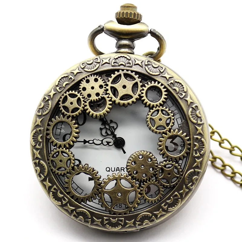 Men Women Pocket Watch Retro Design Hollow Gear Fob Watch Vintage Bronze Pocket Watch Necklace Chain Pendant
Men Women Pocket Watch Retro Design Hollow Gear Fob Watch Vintage Bronze Pocket Watch Necklace Chain Pendant