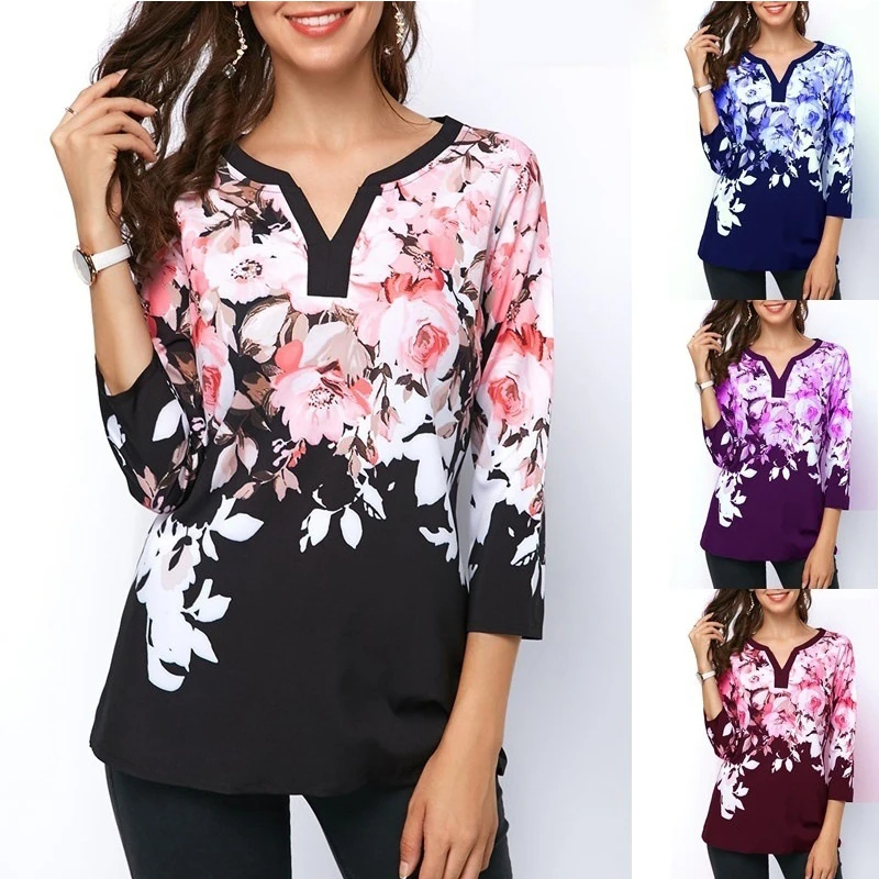 Plus size 4xl 5xl cotton 2019 new summer Women t shirt Boho Floral Print Three-Quarter Sleeve V-Neck tops harajuku obersized Tee
Plus size 4xl 5xl cotton 2019 new summer Women t shirt Boho Floral Print Three-Quarter Sleeve V-Neck tops harajuku obersized Tee