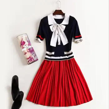 clearance sale European and American women's wear 2019 Autumn new fund Knitting fold bow tie Cultivate one's morality dress
clearance sale European and American women's wear 2019 Autumn new fund Knitting fold bow tie Cultivate one's morality dress
