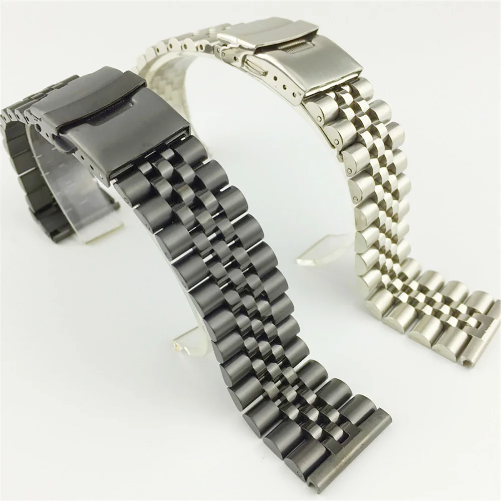 New 5 Bead Stainless Steel Universal Watch Band 18 20 22 24 26mm Black Silver Man Lady Butterfly Buckle Watch Strap
New 5 Bead Stainless Steel Universal Watch Band 18 20 22 24 26mm Black Silver Man Lady Butterfly Buckle Watch Strap
