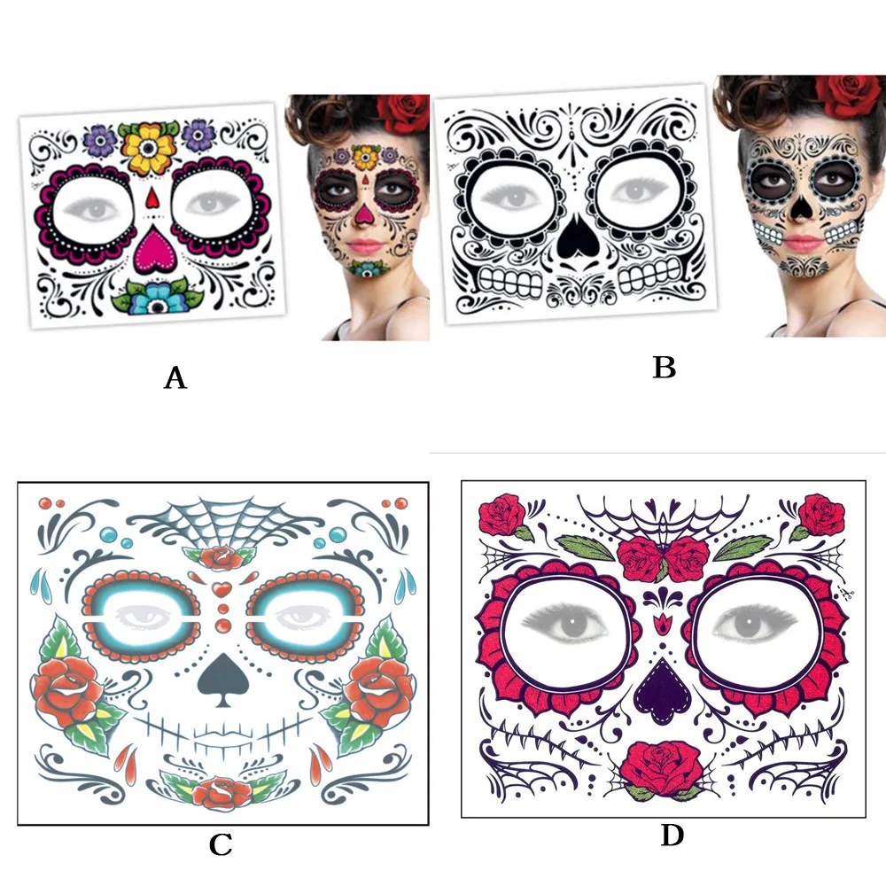 2PCS Halloween Dia de los Long Lasting Easy to Remove Face Mask Sugar Unique Skull Temporary Tattoo Floral Design Face Mask S6
2PCS Halloween Dia de los Long Lasting Easy to Remove Face Mask Sugar Unique Skull Temporary Tattoo Floral Design Face Mask S6