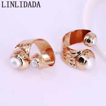 5Pcs New Arrival Fashion Metal Gold Color Adjustable double natural pearl ring for women Jewerly 
5Pcs New Arrival Fashion Metal Gold Color Adjustable double natural pearl ring for women Jewerly