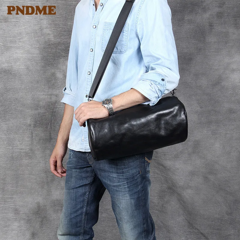 PNDME high quality casual simple soft first layer cowhide men's shoulder cylinder bag fashion genuine leather crossbody bags
PNDME high quality casual simple soft first layer cowhide men's shoulder cylinder bag fashion genuine leather crossbody bags