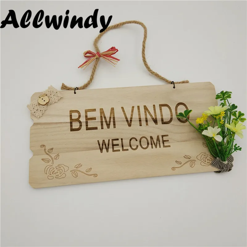 Image Customized Wooden Door Sign Hanger Pastoral Originality Style Welcome Addresses Plaque Personalized Wedding Signs 30*15CM