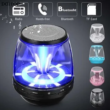 DOITOP Mini Wireless Bluetooth Speaker Handsfree Call Speakers Stereo Super Bass Loudspeaker with LED Radio Support FM TF Card