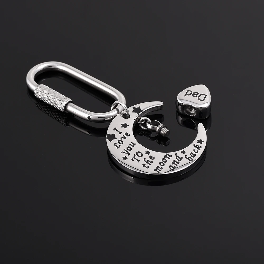 IJK2069 Moon design memorial urn cremation keychain for human ashes Dad Heart Charm Funeral Urn Keepsake Stainless Steel Jewelry
IJK2069 Moon design memorial urn cremation keychain for human ashes Dad Heart Charm Funeral Urn Keepsake Stainless Steel Jewelry