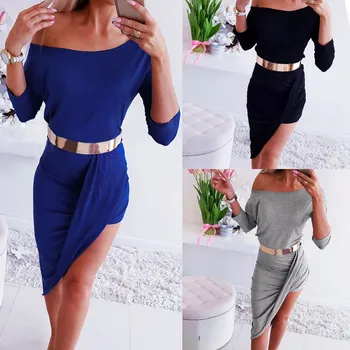 Autumn NEW Arrival Sexy Dress Women Fashion Casual Solid Full Sleeve Fork Opening Strapless Asymmetrical Dress платье Wholesale
Autumn NEW Arrival Sexy Dress Women Fashion Casual Solid Full Sleeve Fork Opening Strapless Asymmetrical Dress платье Wholesale
